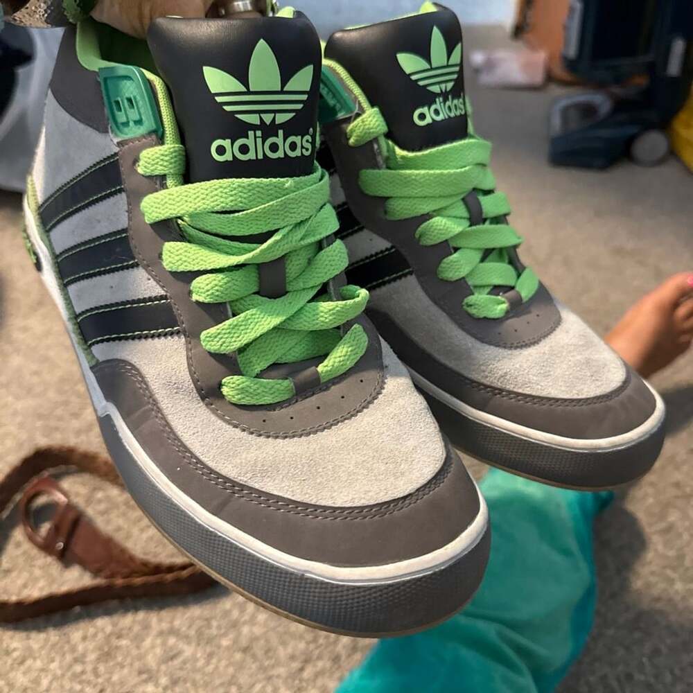 Adidas Hardcourt Hi Size 10.5 Grey Green Casual Shoes